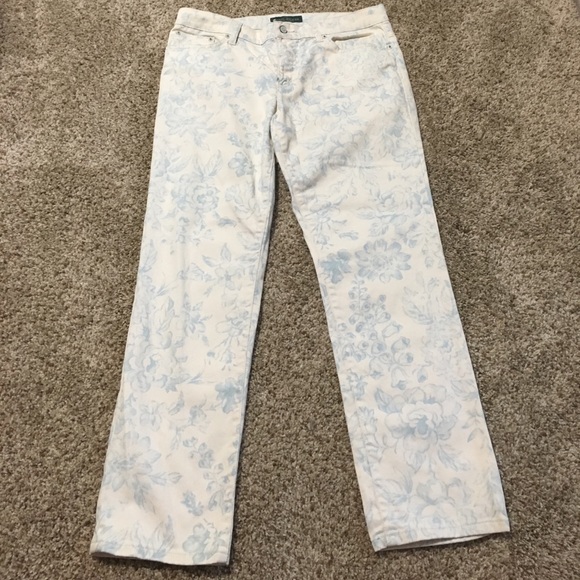 NWOT Ralph Lauren Floral Print Ankle Jeans - Picture 1 of 6