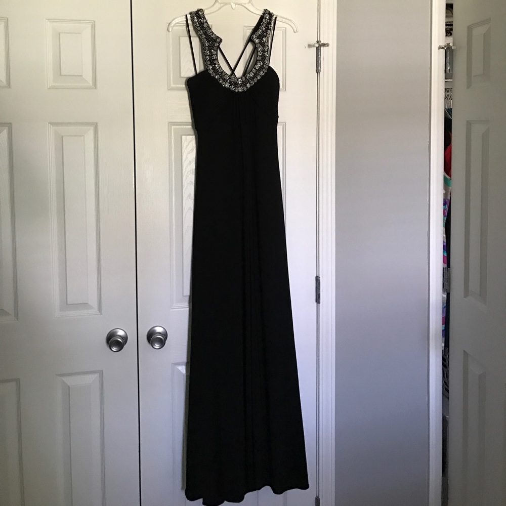 JS Boutique formal gown with sparkly neckline
