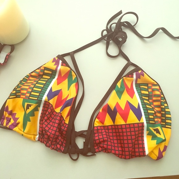 Strapped tribal patterned high waisted bikini - Picture 3 of 4