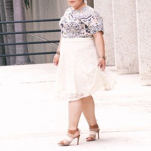 Kiyonna Plus Size Lace Midi Skirt