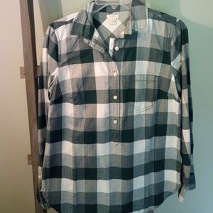 J Crew plaid pop over shirt