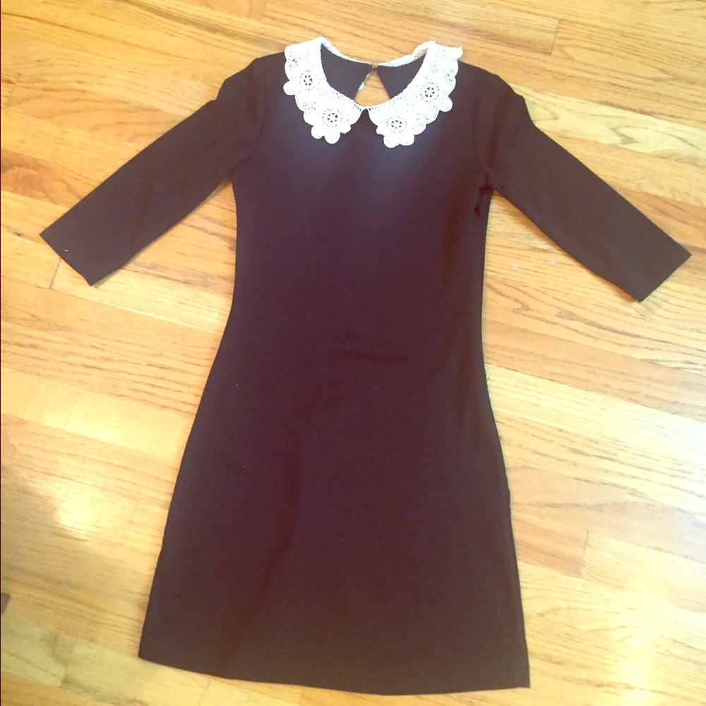 Black dress with Peter Pan lace collar