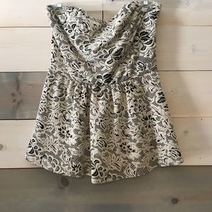 Strapless top with peplum