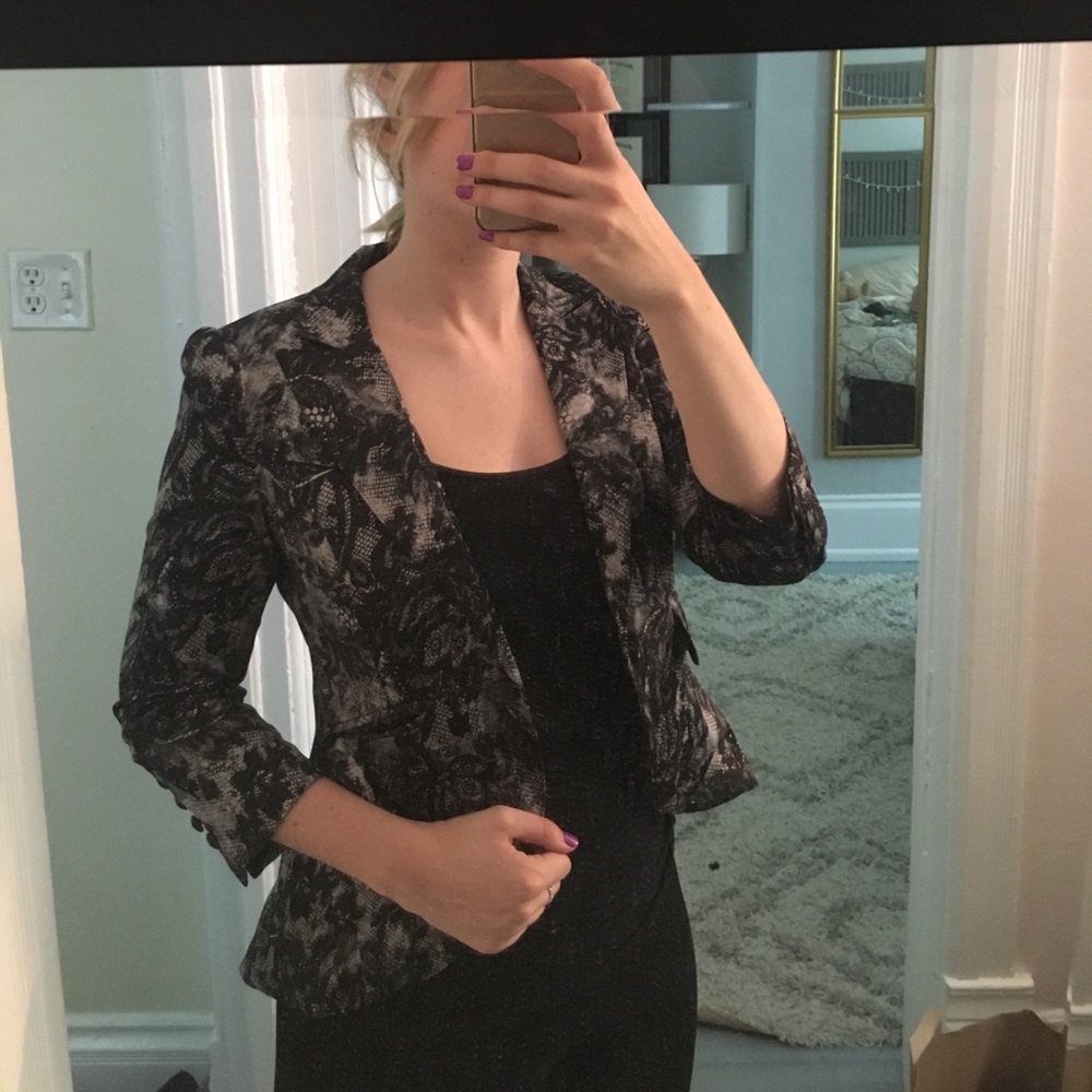 Black & White floral blazer