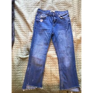 Zara cropped uneven hem jeans