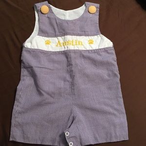 Monogrammed boys shortall