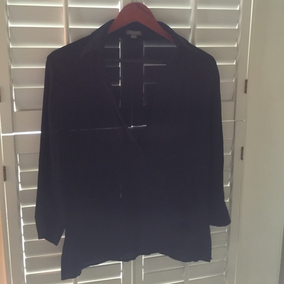 ANN TAYLOR sheer Medium Navy blouse - Picture 1 of 3