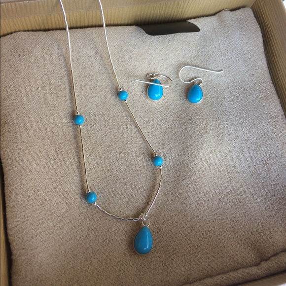 JTV Jewelry Turquoise Sterling Silver Necklace An Earrings Poshmark