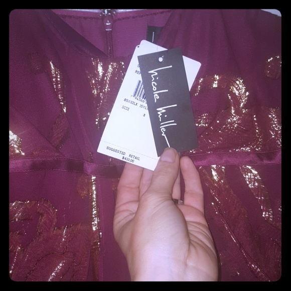 NWT!! Nicole Miller Strapless Silk Dress - Picture 3 of 8