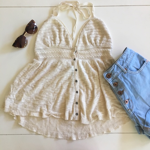 American Eagle Outfitters Tops - Cream Lace Backless Tank