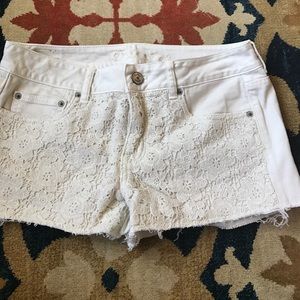 AE off white denim shortie shorts
