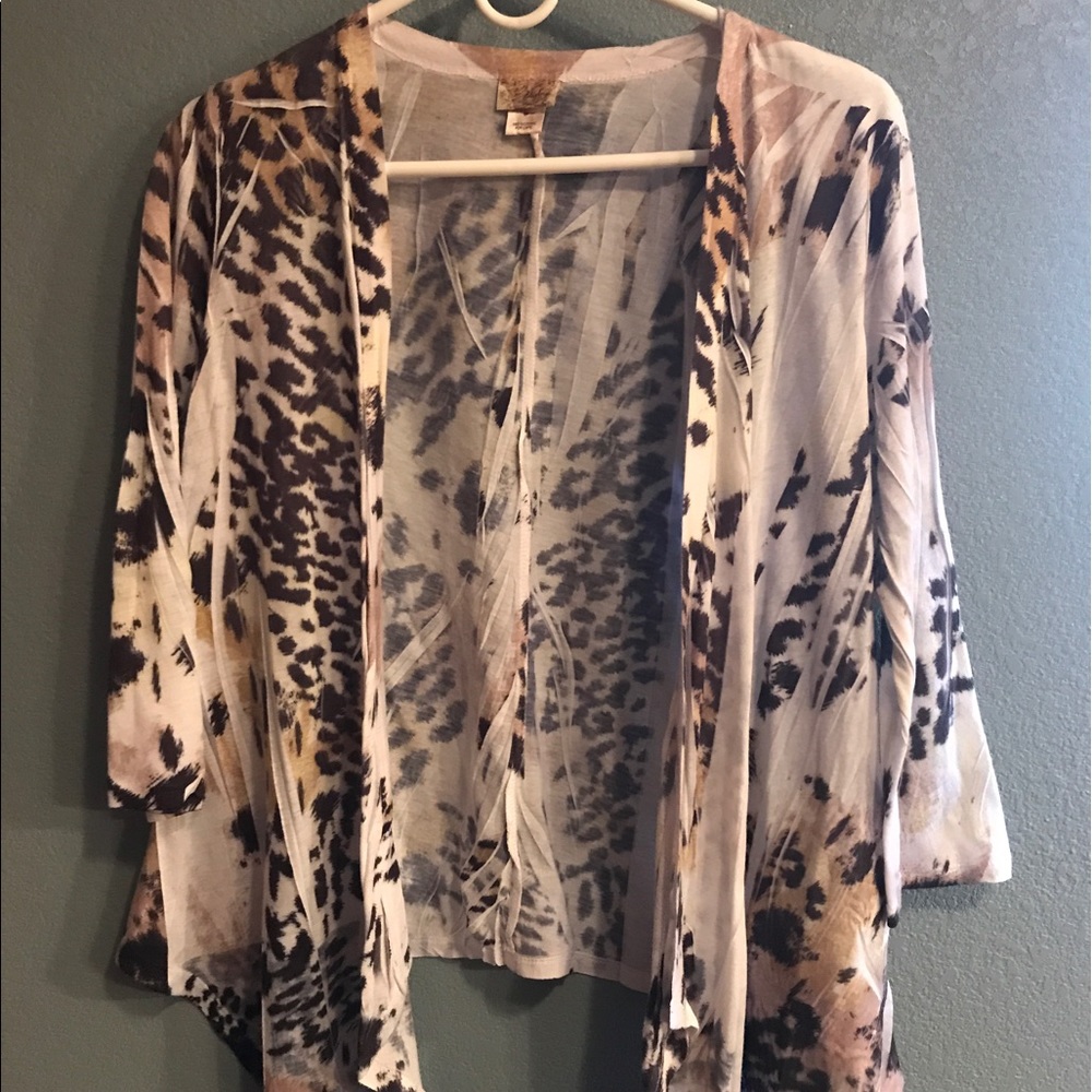 Day Trip drape cheetah print cardigan L