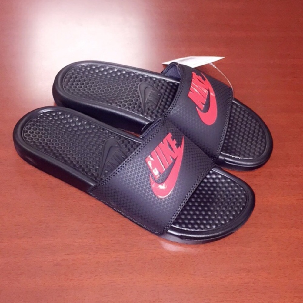 Men's RED & BLACK Nike slides