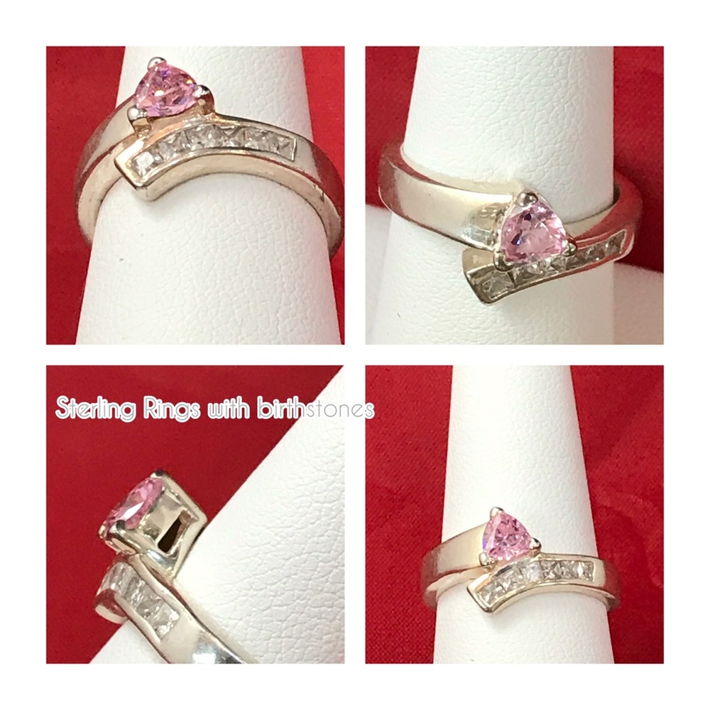 Sterling Silver ring with created pink Sapphire