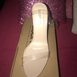 Vanessa clear block heel nude- size 7
