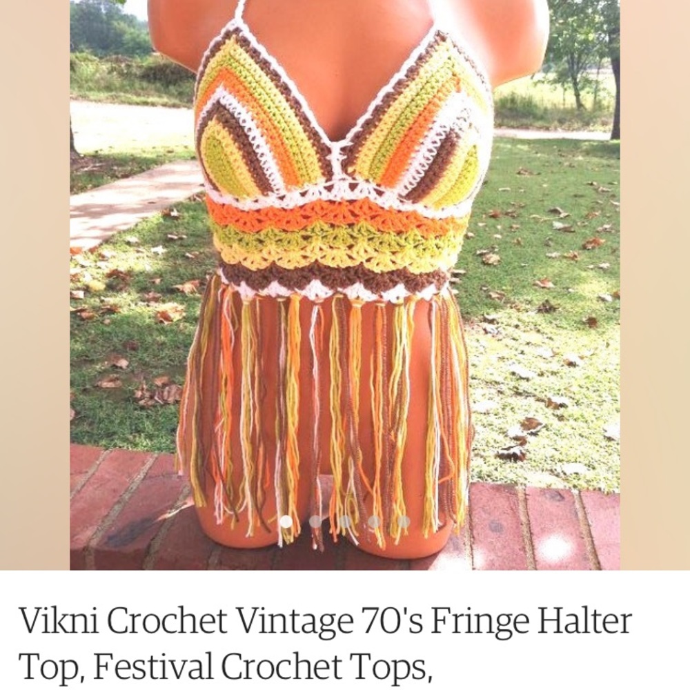Vikni Crochet 70s Vibes/ Festival Top/Halter