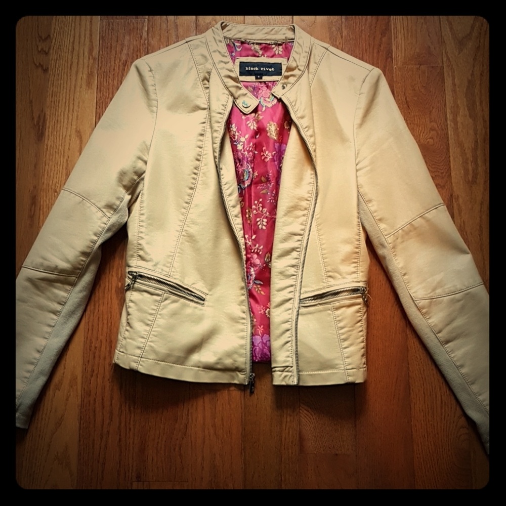 Black Rivet Faux Leather Jacket