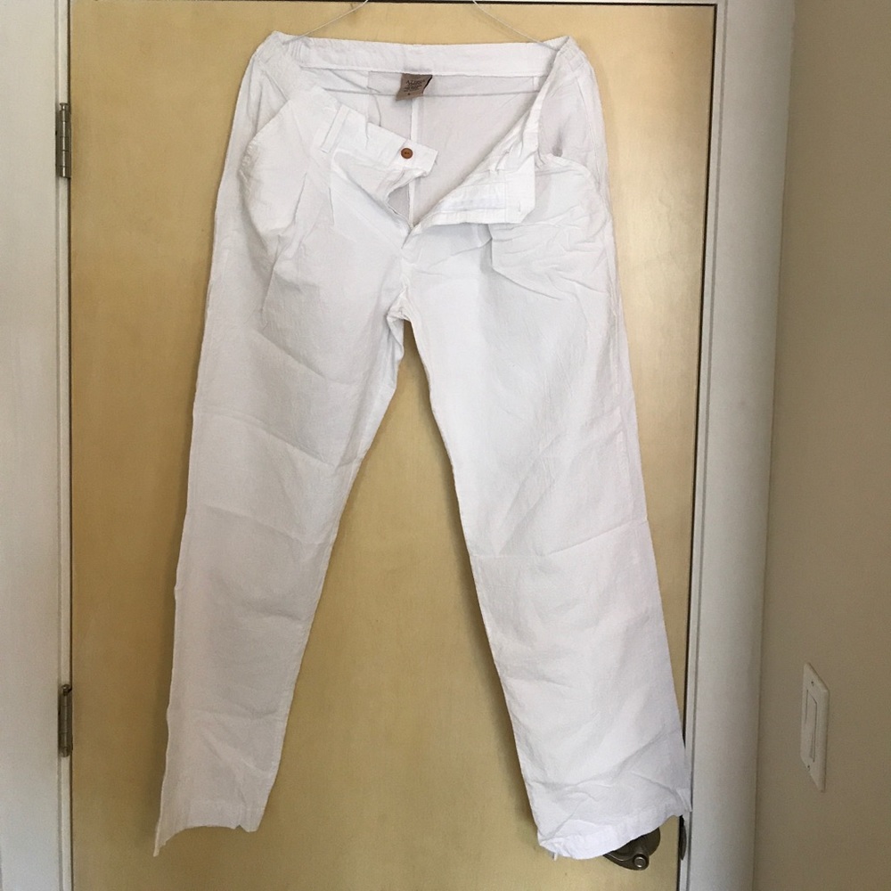 Mens White Linen Pants