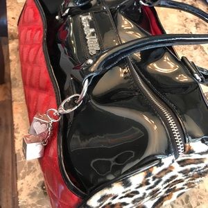 Lux de villa large purse red and leopard