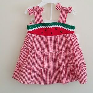 Watermelon baby dress with diaper cover