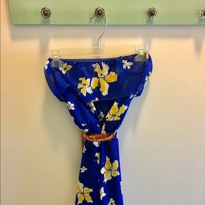 Sleeveless Belted Flower Print Dress