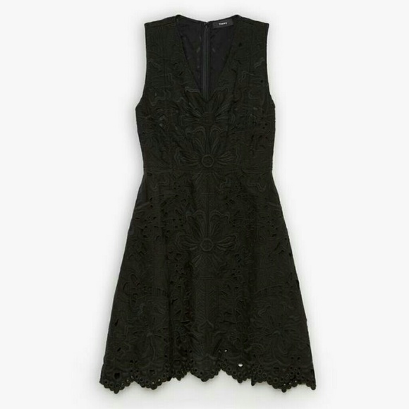 Theory embroidered linen black dress - Picture 1 of 3