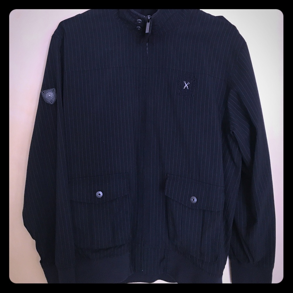 Cut & Sew mens Large pinstriped track jacket