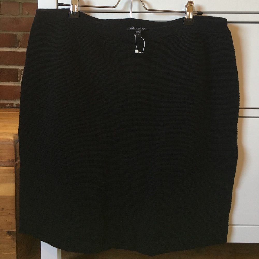 NWOT Eileen Fisher wool blend black pencil skirt