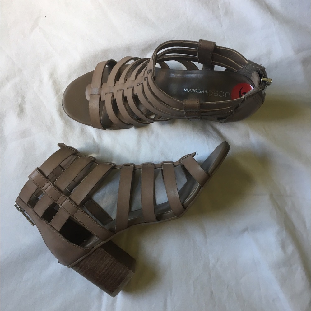 BCBG Block Heels Beige Sandals