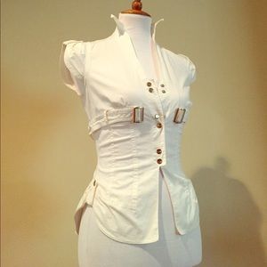 ARDEN B cotton fitted stretchy peplum top size S