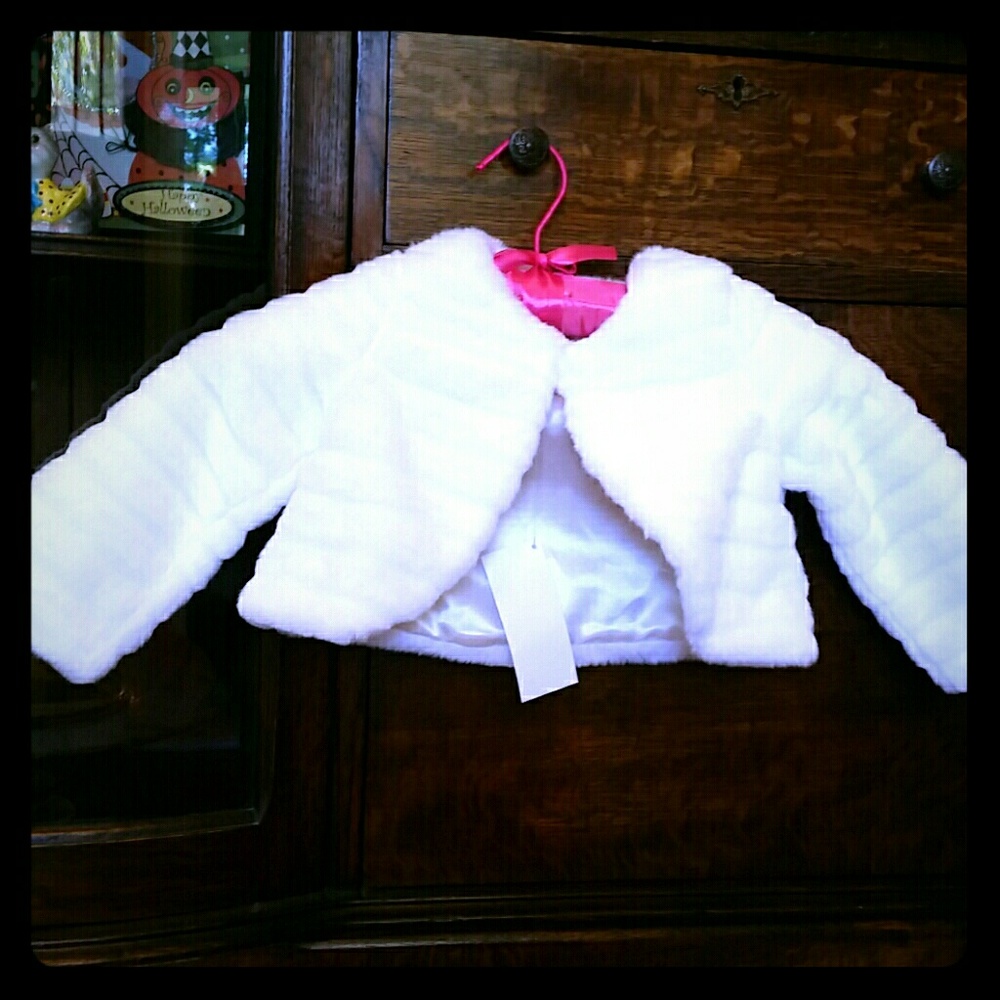 New Gymboree Faux Fur Cropped Jacket. 12-24 Months