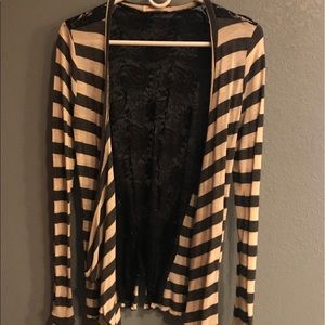 Striped cardigan with lace back