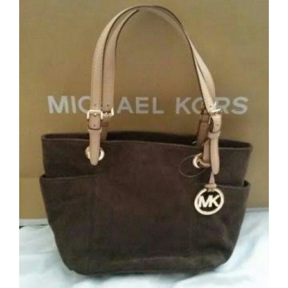 Michael Kors Brown Suede Medium Jet Set Tote