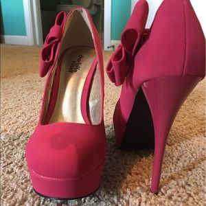 Charlotte Russe Pink Bow Platform Pumps