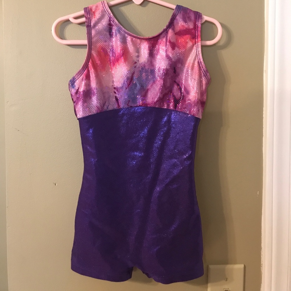 SC pink and purple sparkle gymnastics leotard