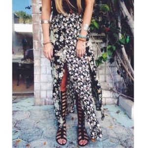 LF floral slit maxi skirt