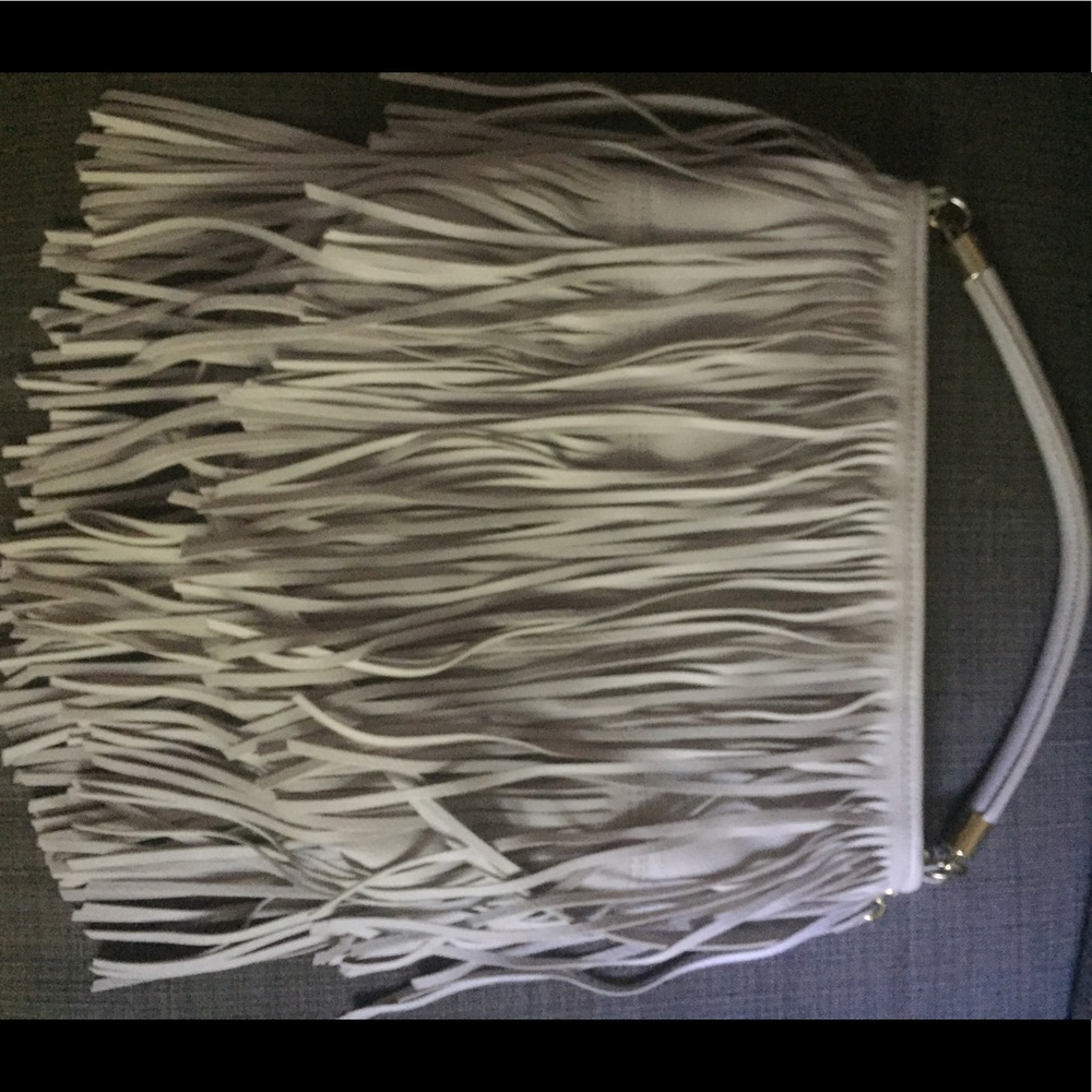 H&M grayish/white fringe bag