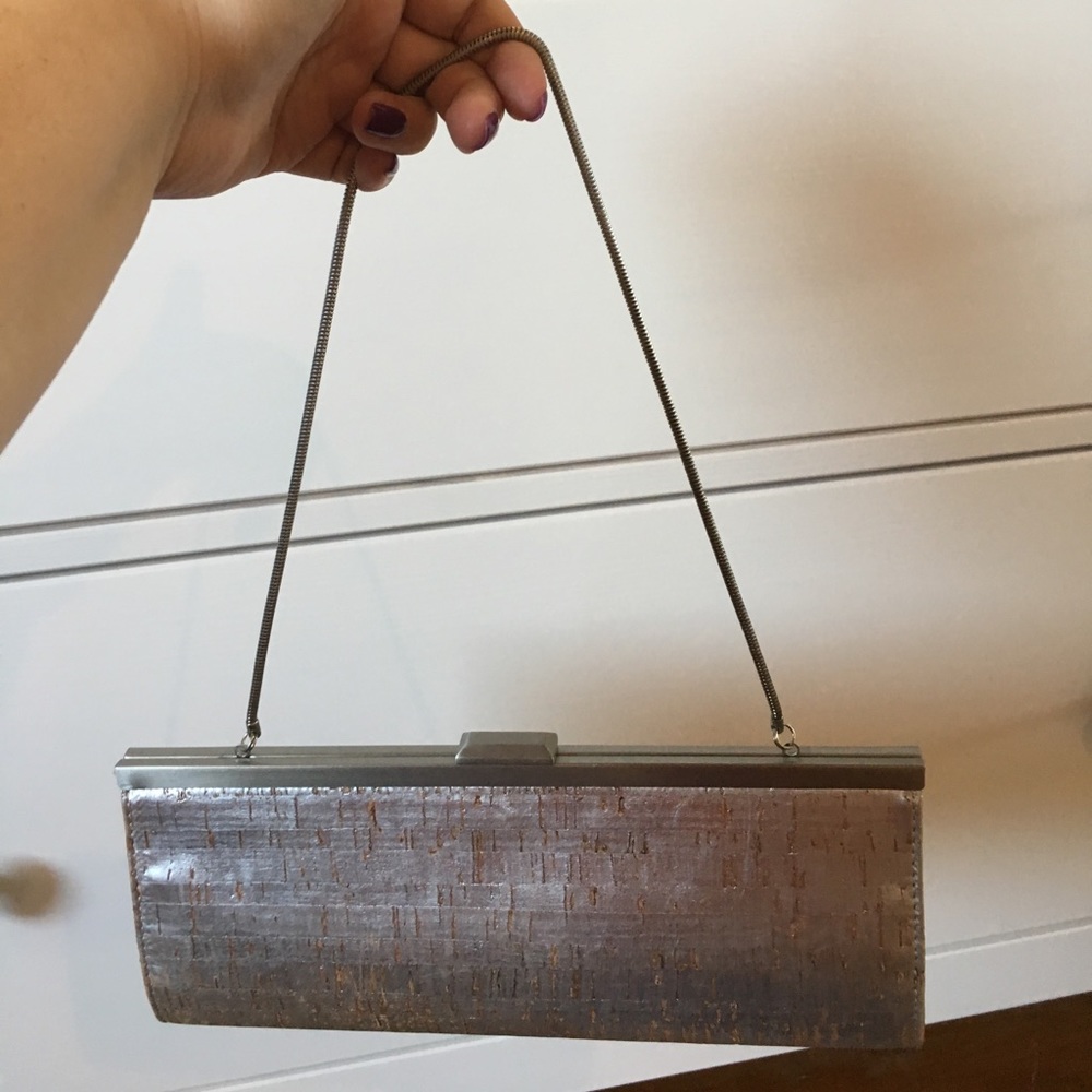 Banana Republic Silver Cork Purse Clutch