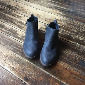 Gray ankle booties with side zipper