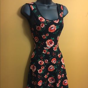 Floral patterned fit and flare dress