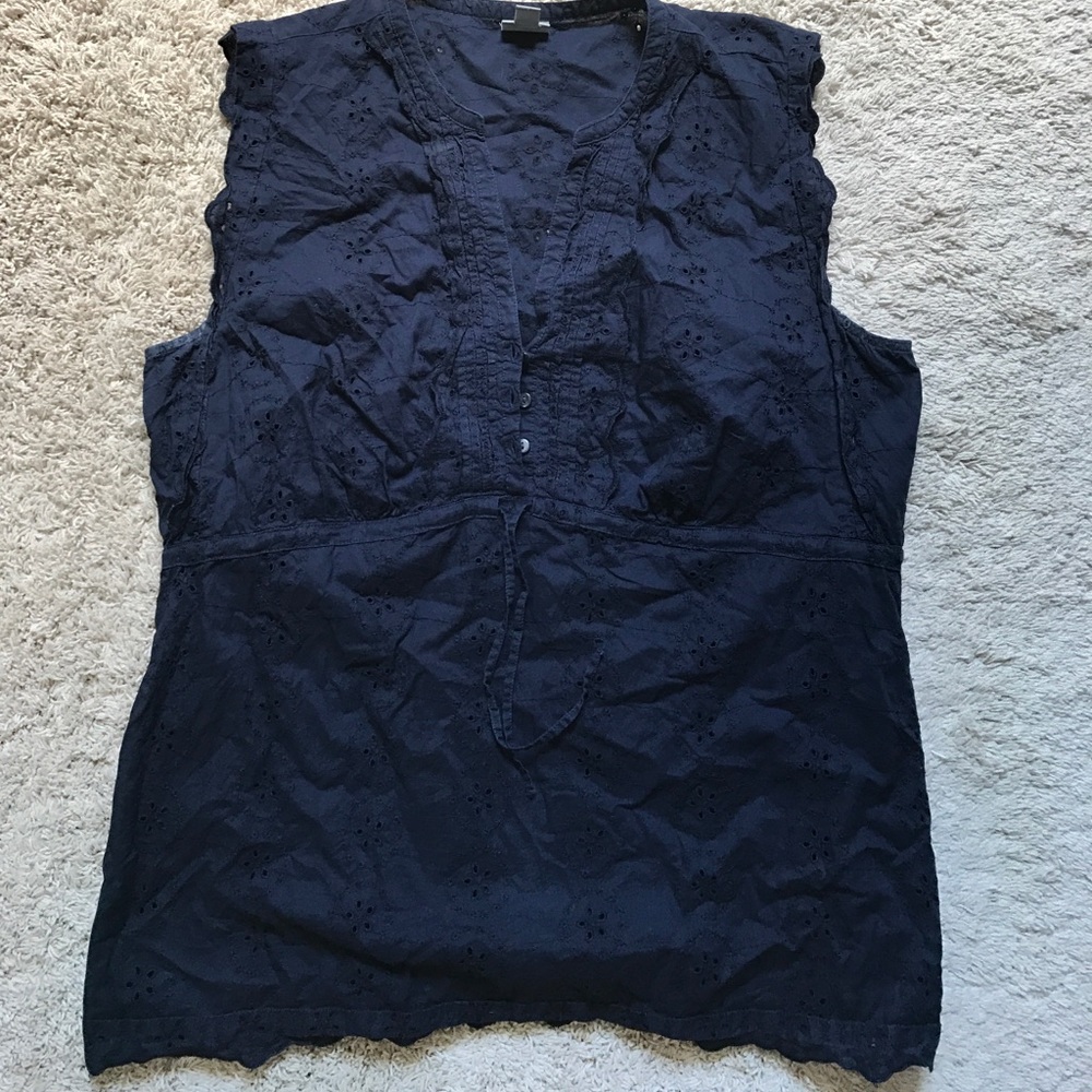 Eyelet sleeveless peasant top