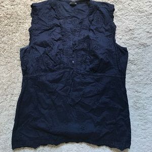 Eyelet sleeveless peasant top