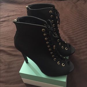 Black laced bootie heels