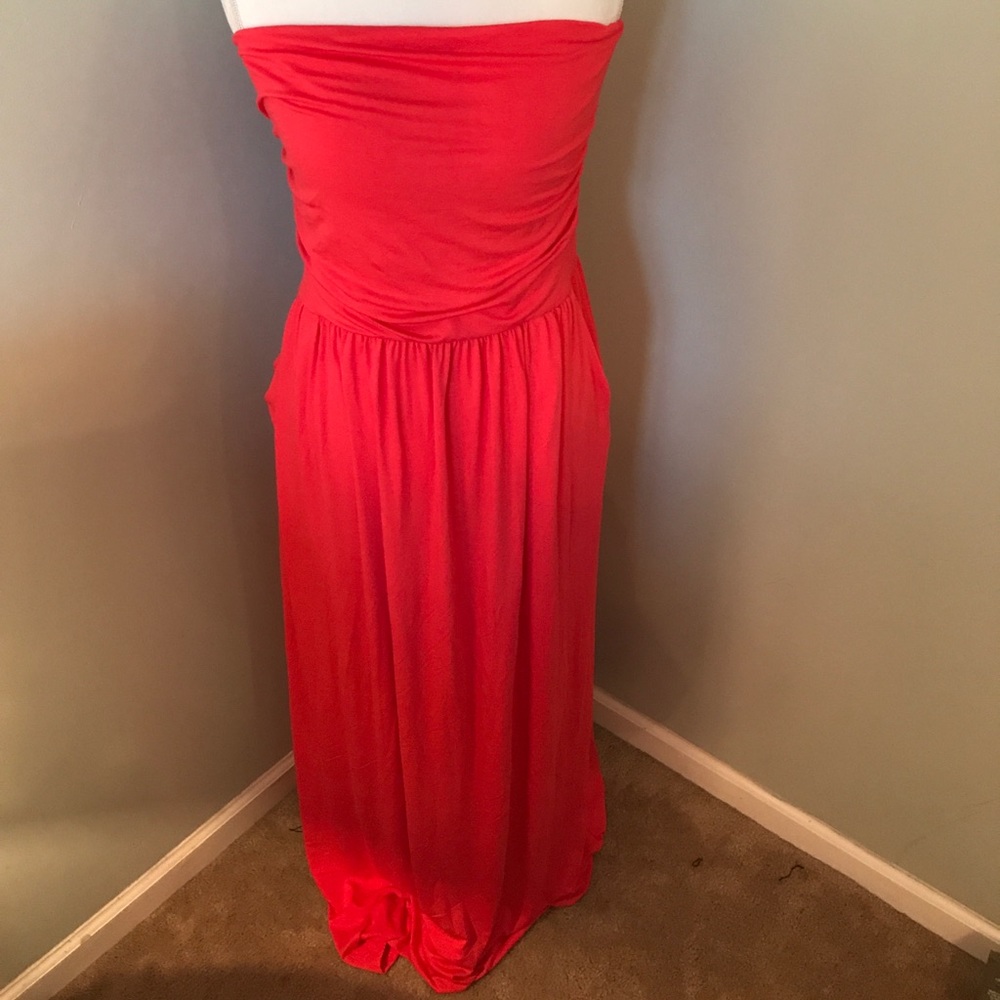 Women's Red/Coral Strapless Maxi Dress XL NWOT