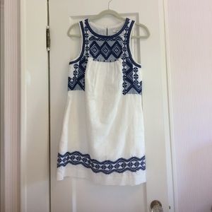 Linen madewell dress with blue embroidery