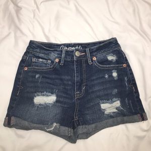 High-rise distressed jean shorts from Aeropostale