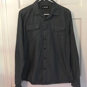 Double pocket gray button down