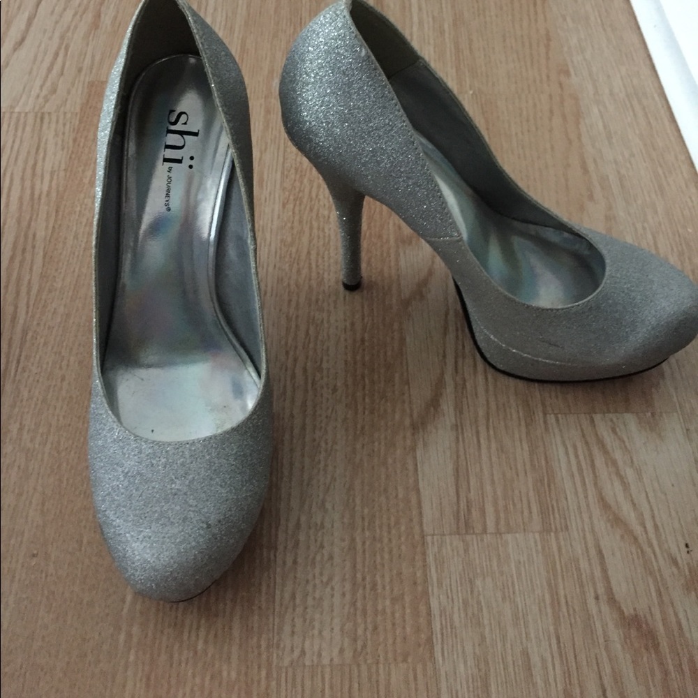 Silver sparkly heels