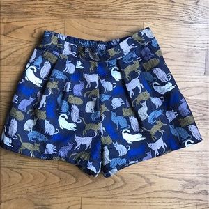 Lazy cat print high waisted trouser shorts