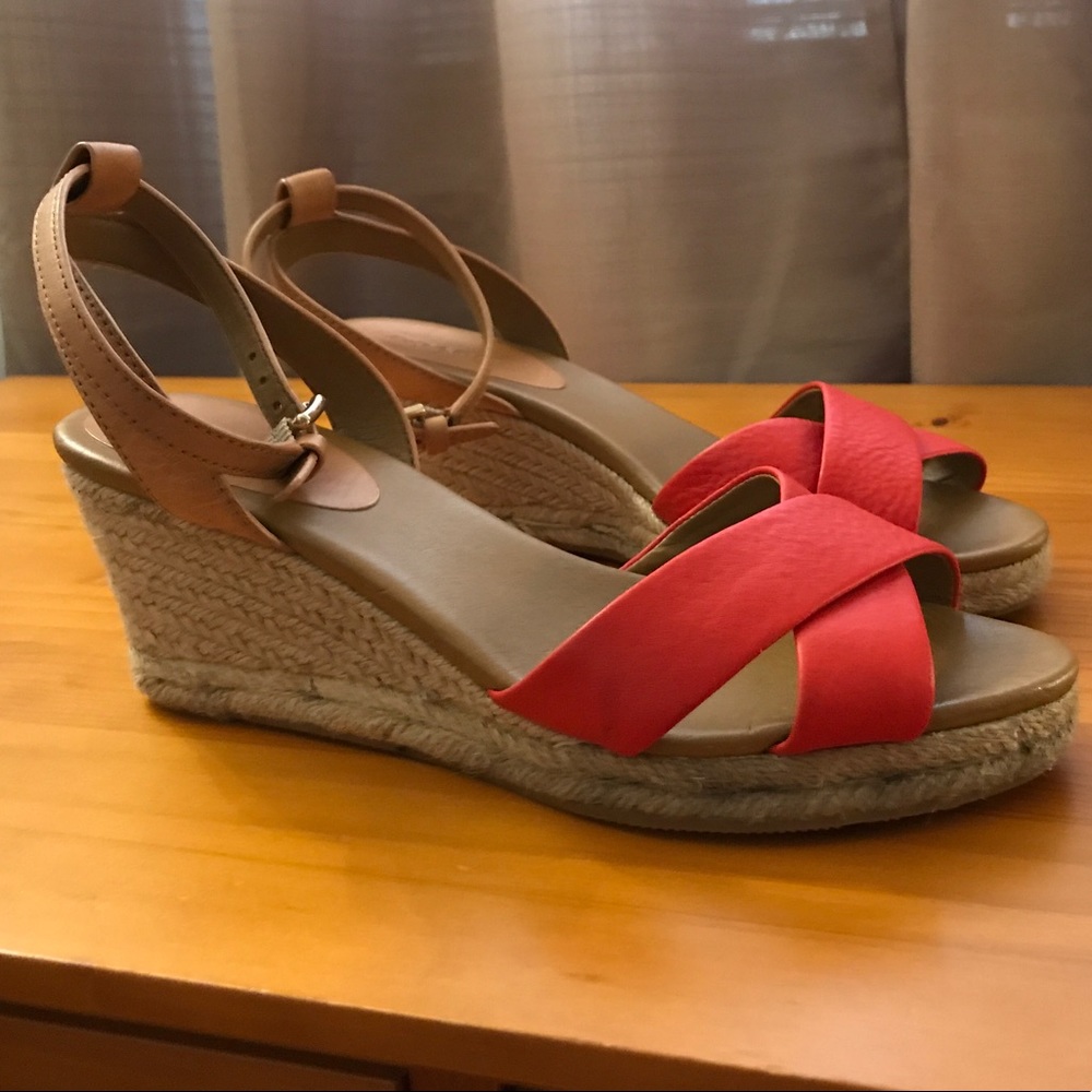 Coach Leather Wedge Sandals